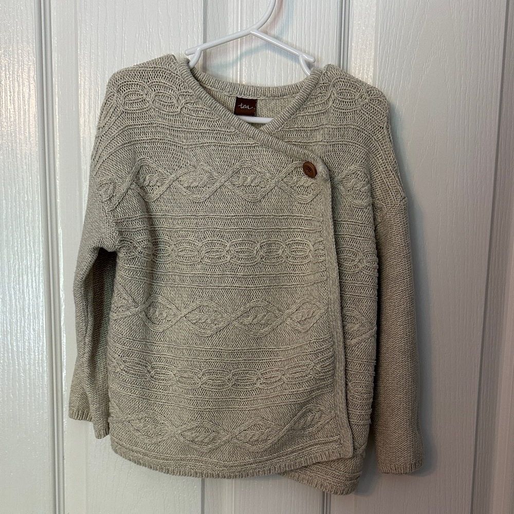 Tea Collection Gray Knit Sweater with Button Detail